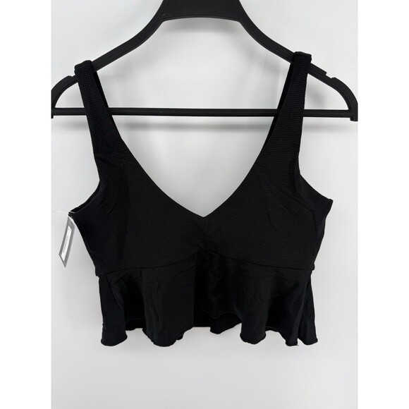 Spanx Swim pique longline flounce top NWT Black Size M - Picture 2 of 3